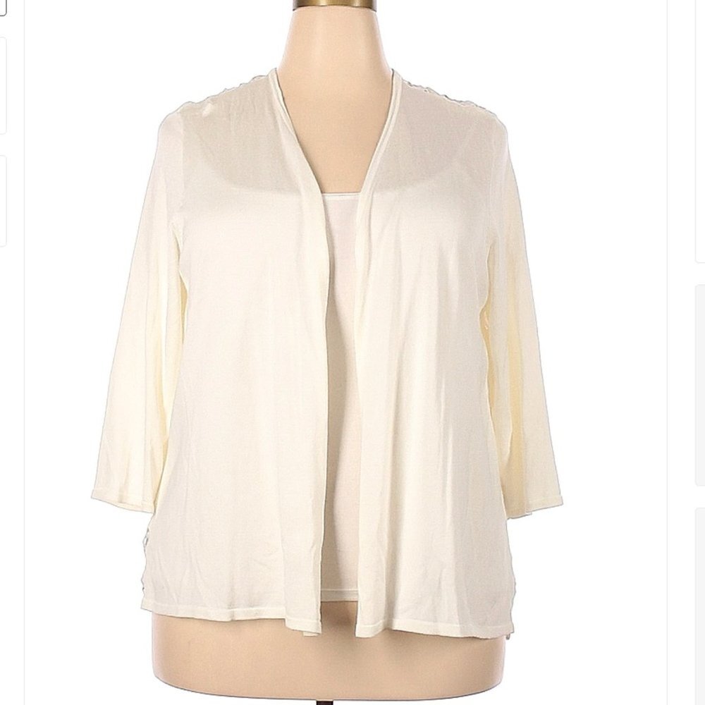 Alfani Cream Lace Back Cardigan Size 2X (Plus)
